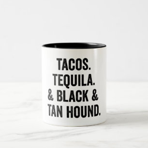 Caneca De Café Em Dois Tons Tacos Tequila E Black E Tan Hound Engraçado 