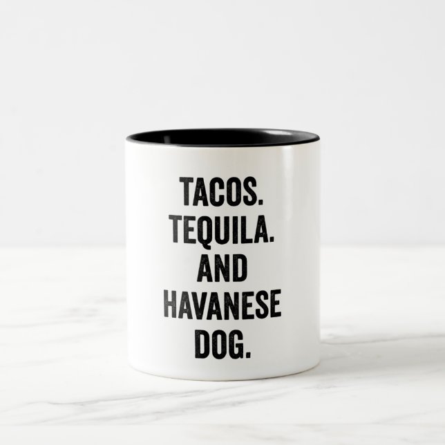 Caneca De Café Em Dois Tons Tacos Tequila E Cão Havanês (Centro)