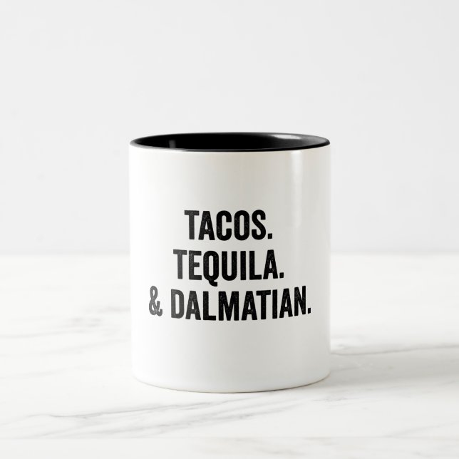Caneca De Café Em Dois Tons Tacos Tequila E Dalmatian Funny (Centro)