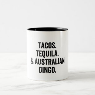 Caneca De Café Em Dois Tons Tacos Tequila E Dingo Funny Australiano 