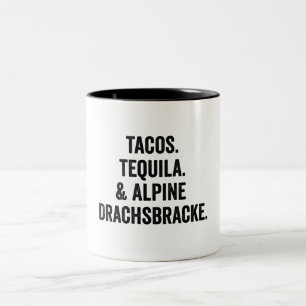 Caneca De Café Em Dois Tons Tacos Tequila E Drachsbracle Alpina Cão Engraçad