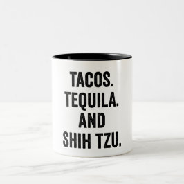 Caneca De Café Em Dois Tons Tacos Tequila E Shih Tzu