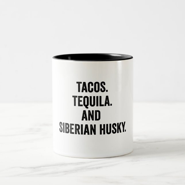 Caneca De Café Em Dois Tons Tacos Tequila E Siberian Husky (Centro)