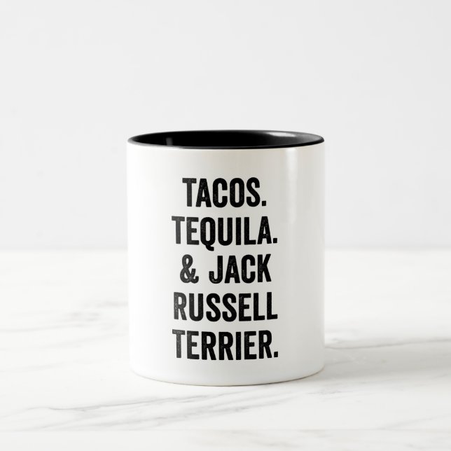 Caneca De Café Em Dois Tons Tacos Tequila E Terrier Jack Russell  (Centro)