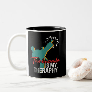 Caneca De Café Em Dois Tons Taekwondo É A Minha Terapia, Artes Marciais Do Ci