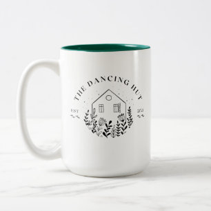 Caneca De Café Em Dois Tons Tag do logotipo New Dancing Hut Cottage