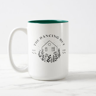 Caneca De Café Em Dois Tons Tag do logotipo New Dancing Hut Cottage