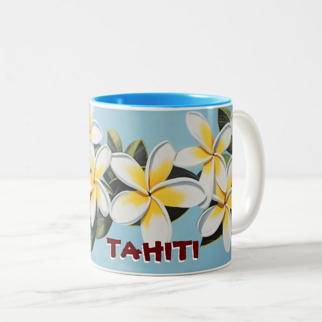 Caneca De Café Em Dois Tons Tahiti Plumeria (Frente Esquerda)