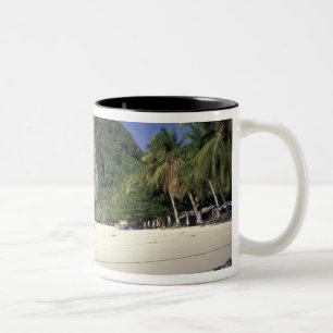 Caneca De Café Em Dois Tons Tailândia, Mar de Andamão, Ilha Ko Phi Phi, Praia