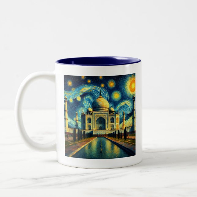 Caneca De Café Em Dois Tons Taj Mahal India Starry Night (Esquerda)