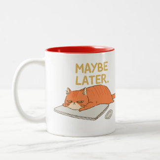 Caneca De Café Em Dois Tons Talvez Mais Tarde Gato Laranja Humor de Mesa