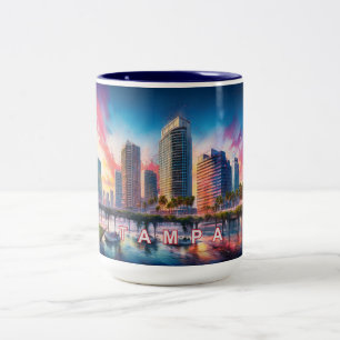 Caneca De Café Em Dois Tons Tampa Colorful Skyline