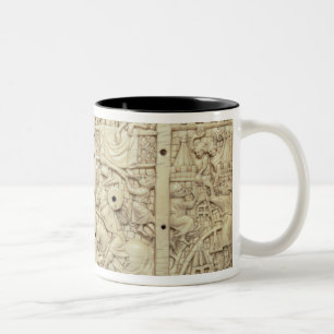 Caneca De Café Em Dois Tons Tampa de um caixão que descreve um competiam