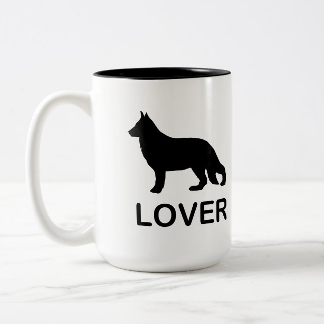 Caneca De Café Em Dois Tons Tampa do german shepherd com Silhouette (Esquerda)