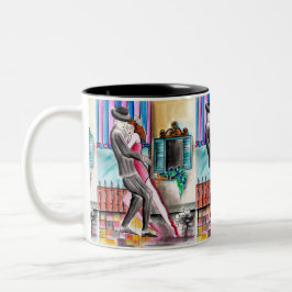 Caneca De Café Em Dois Tons Tango de ronrom - Ronroneando