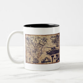Caneca De Café Em Dois Tons Tank Schematics Art