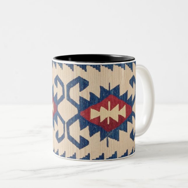 Caneca De Café Em Dois Tons Tapete Oriental Killim (Frente Esquerda)