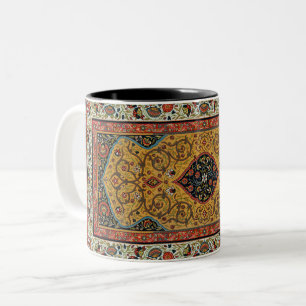 Caneca De Café Em Dois Tons Tapete Rico Persa Antigo Tapete Elegante Carpete