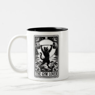 Caneca De Café Em Dois Tons Tarot Card O Gato Preto Do Gesso