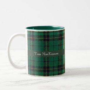 Caneca De Café Em Dois Tons Tartan Verde e Preto Personalizado