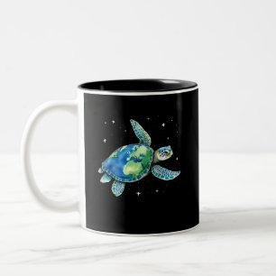 Caneca De Café Em Dois Tons Tartaruga marinha Dia da Terra 2025 Animais do Mar