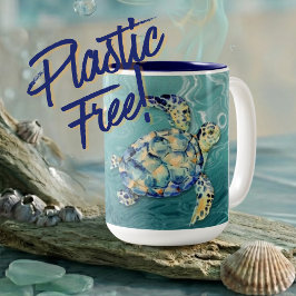Caneca De Café Em Dois Tons Tartaruga Marinha Livre de Plástico