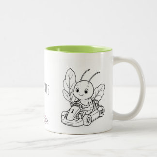 Caneca De Café Em Dois Tons Tasse zum Ausmalen mit Wunschname, Käfer im GoKart