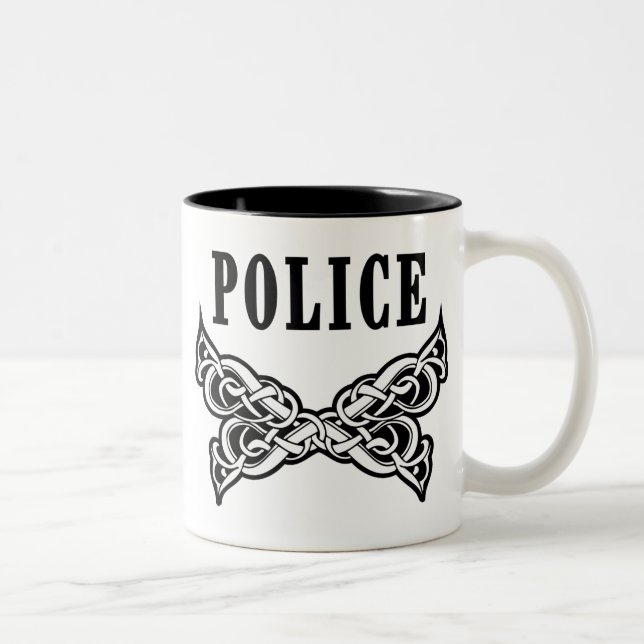 Caneca De Café Em Dois Tons Tatuagem da polícia (Direita)