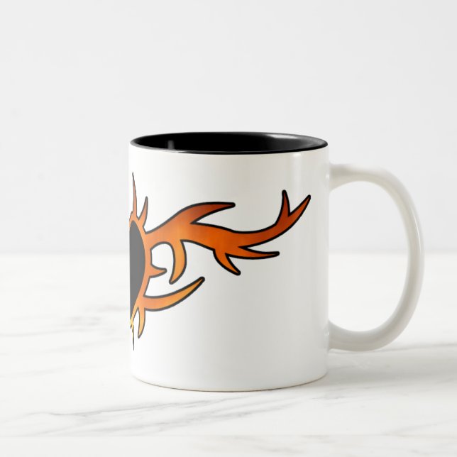 Caneca De Café Em Dois Tons Tatuagem do coração da chama (Direita)