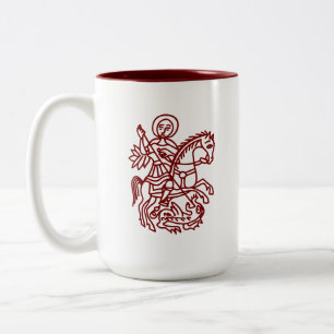 Caneca De Café Em Dois Tons Tatuagem do Cruz de Jerusalém do Dragão de São Jor
