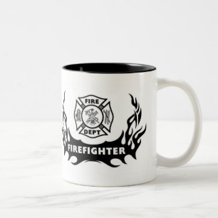 Caneca De Café Em Dois Tons Tatuagem do sapador-bombeiro