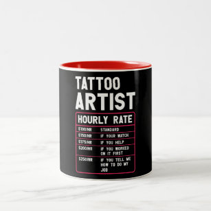Caneca De Café Em Dois Tons Tatuagem Engraçada Taxa Horária 