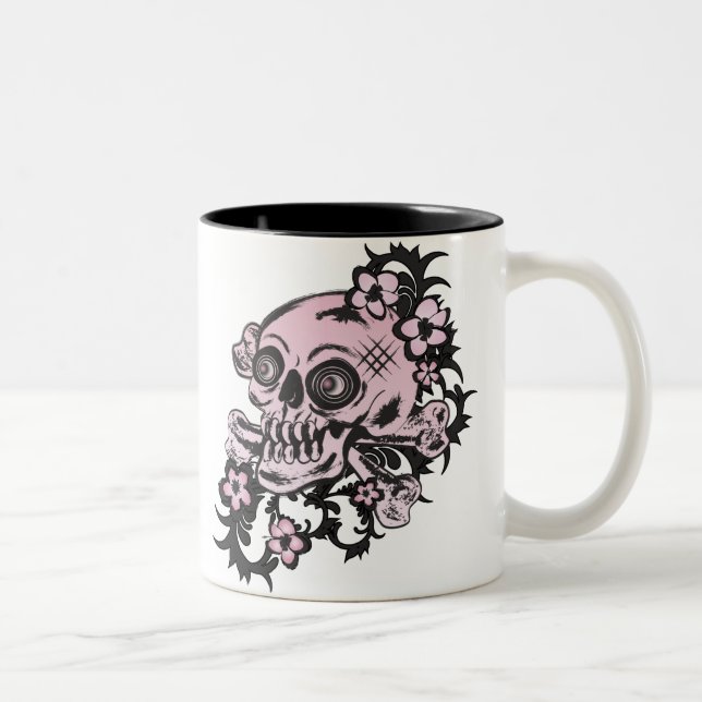 Caneca De Café Em Dois Tons Tatuagem Rosa (Direita)