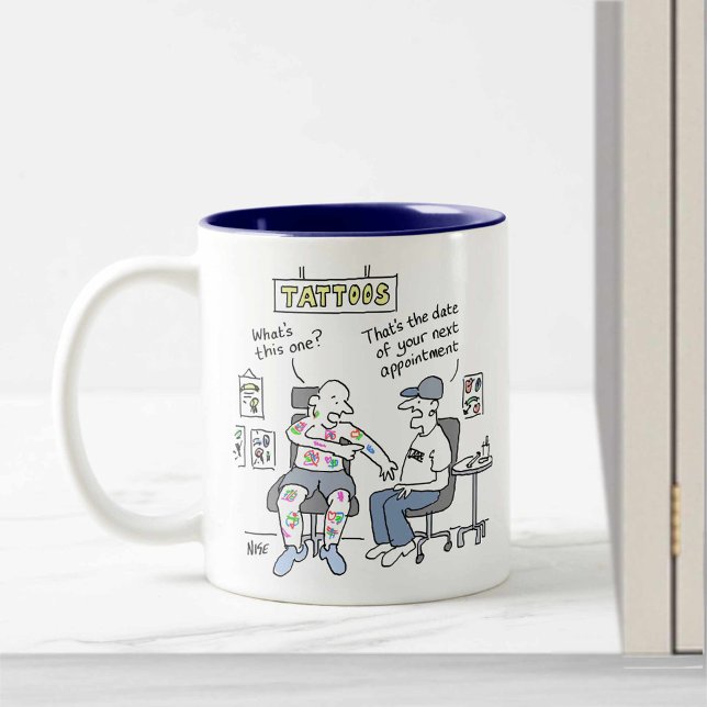 Caneca De Café Em Dois Tons Tatuagens Tema Tatuagens Engraçadas (Criador carregado)
