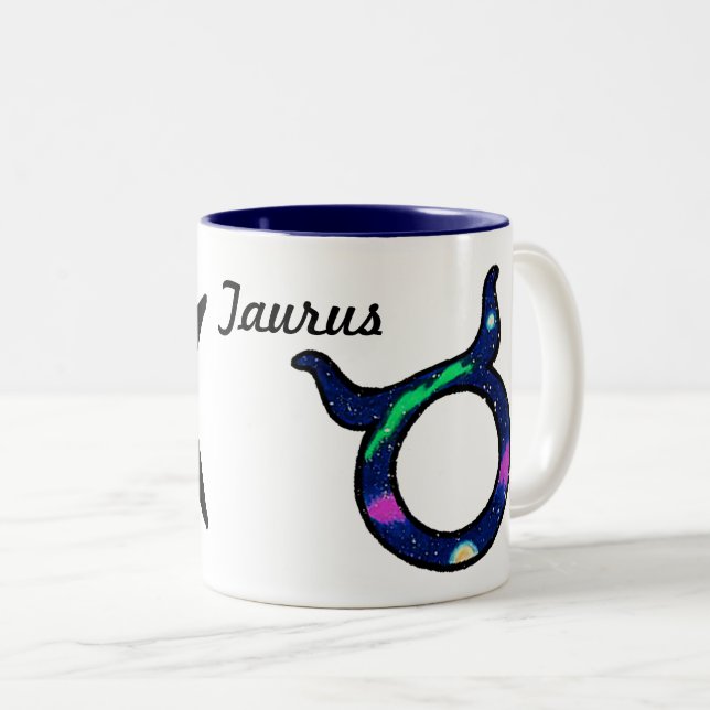 Caneca De Café Em Dois Tons Taurus. Ziqpu (Frente Esquerda)