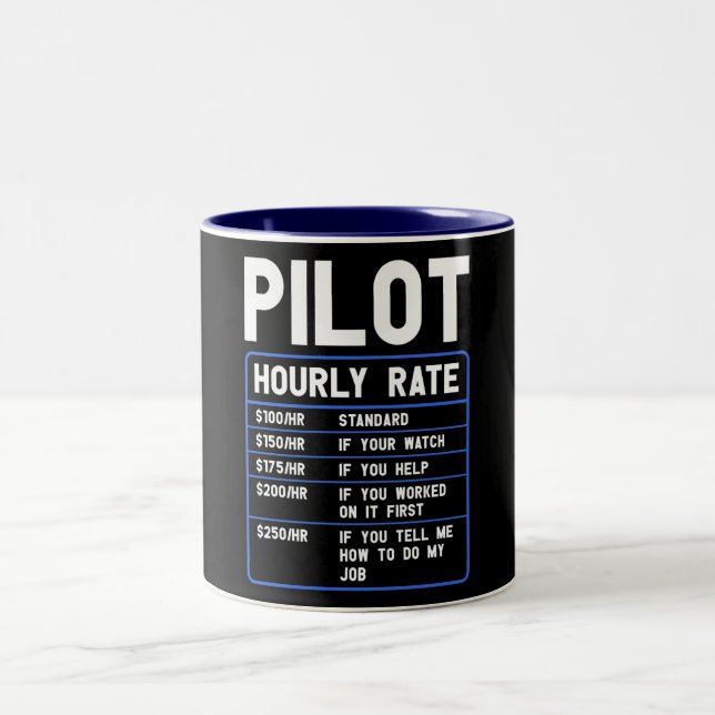 Caneca De Café Em Dois Tons Taxa horária do piloto engraçado (Centro)