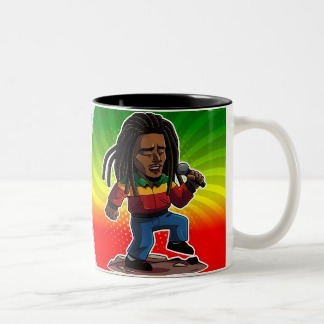 Caneca De Café Em Dois Tons taza Bob Marley Estilo Caricatura | Rasta Regg (Direita)