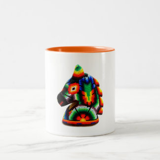 Caneca De Café Em Dois Tons Taza De Café Huichol Beaded Horse Art mexicano em 