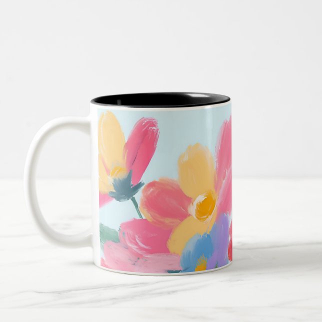 Caneca De Café Em Dois Tons Taza floreada y chic (Esquerda)