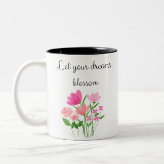 Caneca De Café Em Dois Tons Taza flores mug motivacional