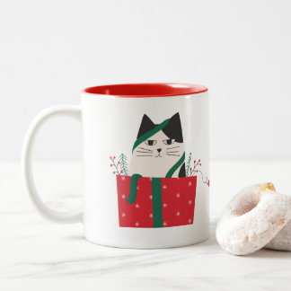 Caneca De Café Em Dois Tons Taza Gato Merry Christmas