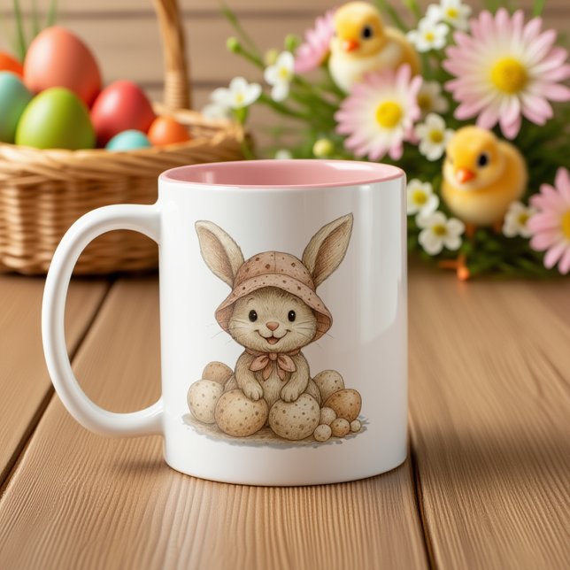 Caneca De Café Em Dois Tons Taza Happy Easter para café (Criador carregado)