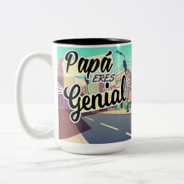 Caneca De Café Em Dois Tons Taza Papá Eres Genial Combi 