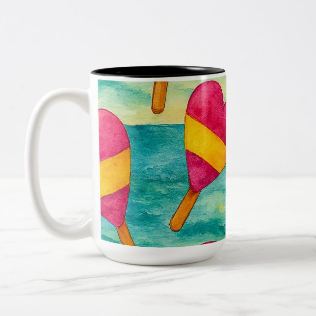 Caneca De Café Em Dois Tons Tazas de café helados en la playa  (Esquerda)