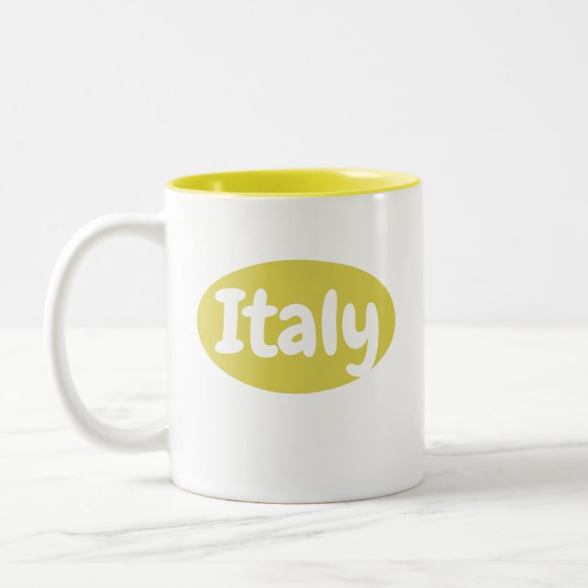 Caneca De Café Em Dois Tons Tazza Gialla Italia | Itália Mug (Esquerda)