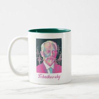 Caneca De Café Em Dois Tons Tchaikovsky Colorful Portrait Quote