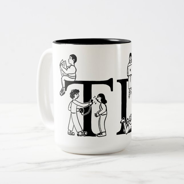Caneca De Café Em Dois Tons TD "Pessoas" Mug (Frente Esquerda)