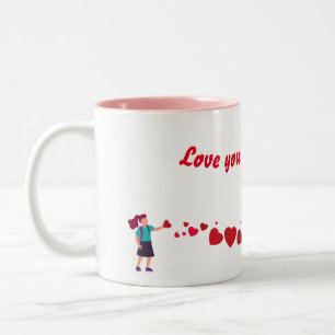 Caneca De Café Em Dois Tons Te amo mãe Dia de as mães Café Mug Cheio Amor