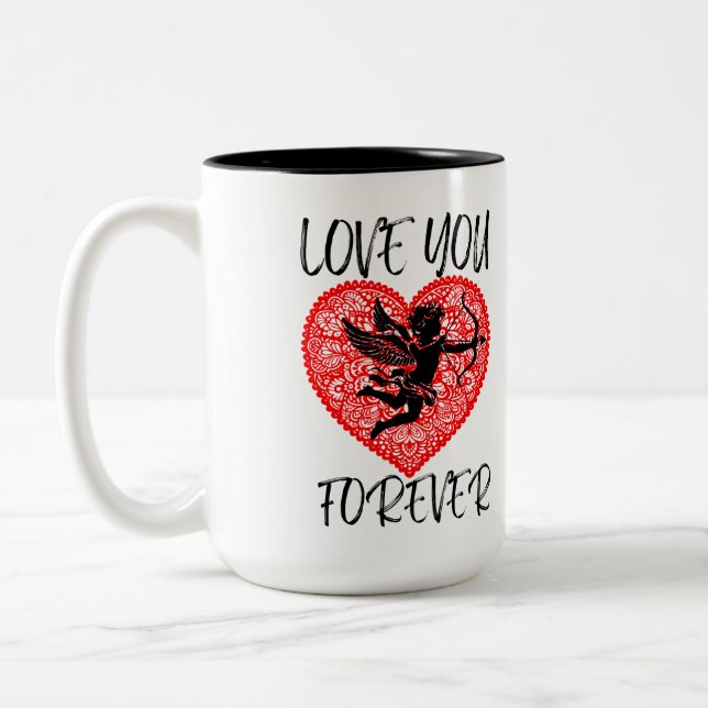 Caneca De Café Em Dois Tons Te Amo Para Sempre (Esquerda)