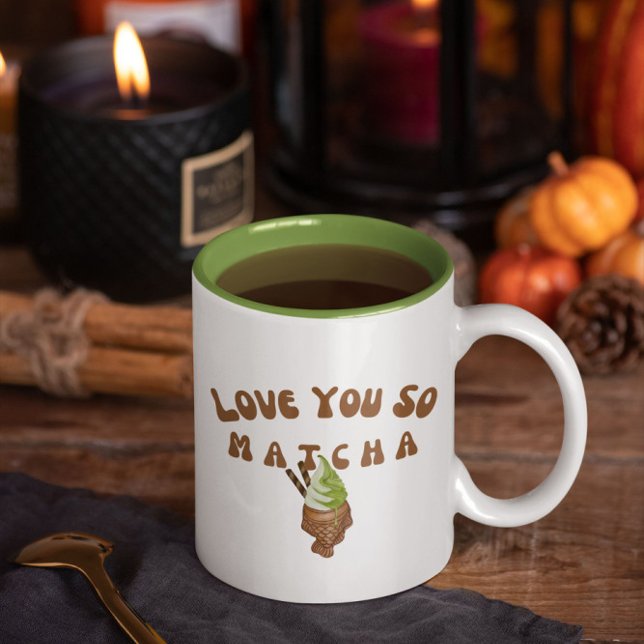 Caneca De Café Em Dois Tons Te Amo Tão Matcha (Criador carregado)